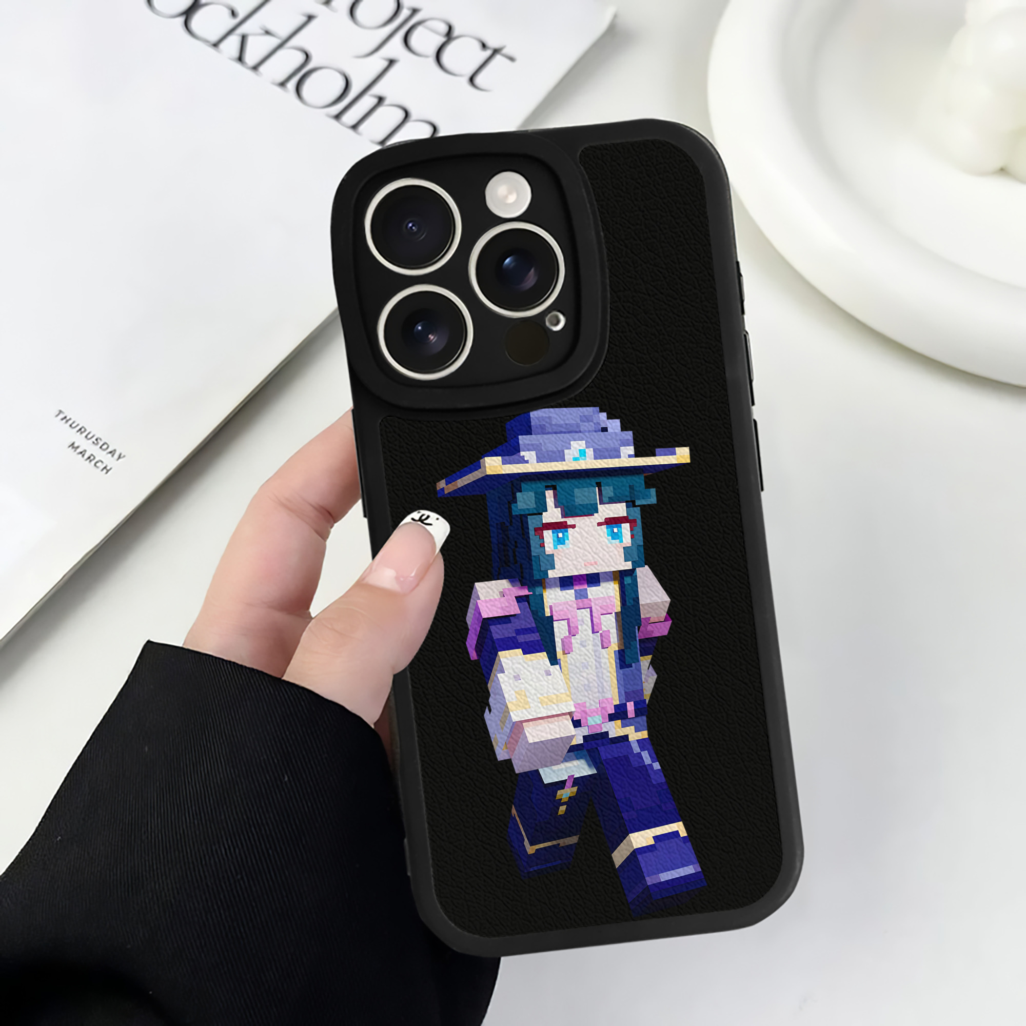 （画像用） マインクラフト ブロックの世界 Minecraft MC Block world 【iPhone 16シリーズ対応】シリコンスマホケース（レザー調） 材質：シリコン